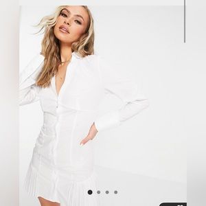 ASOS cotton button down mini tshirt dress with pleats!